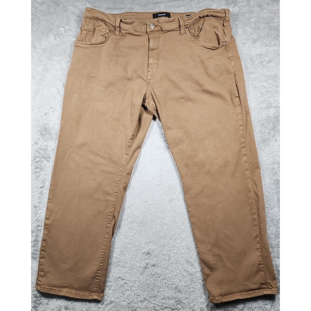 Mavi‎ Matt Jeans Mens 42x28 (Fits 40x28) Beige tan Relaxed Straight Leg Stretch